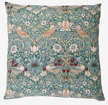 Indlæs billede til gallerivisning William Morris pudebetræk Strawberry Thief aqua
